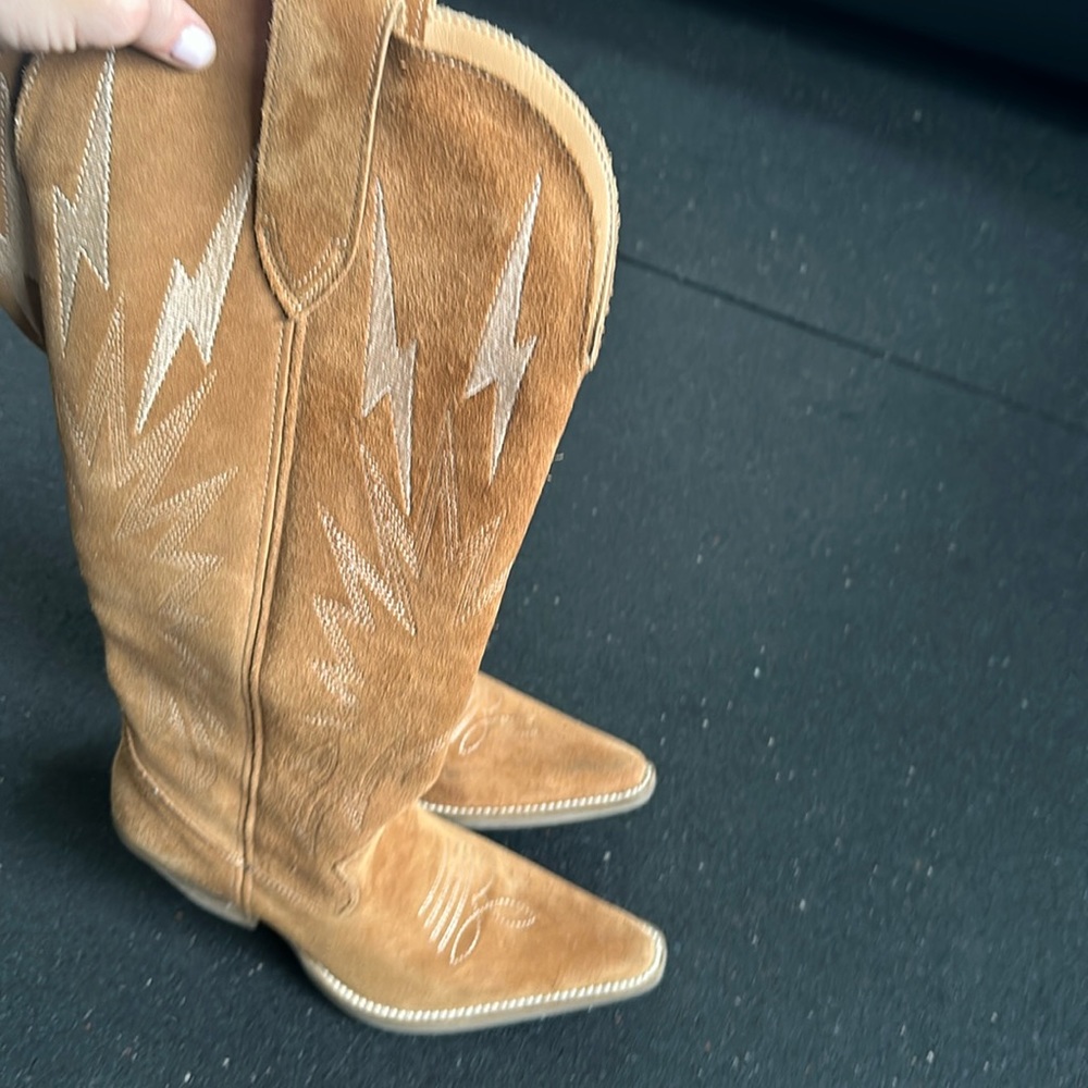 Dingo Lightning Thunder Bolt Cowboy Boots - Camel